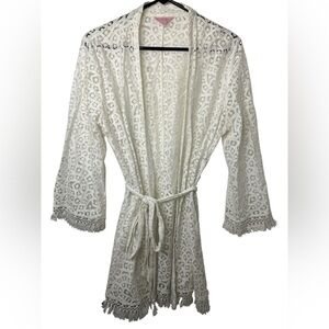 Lilly Pulitzer White Cotton Lace Carolyn Kimono Robe NWOT